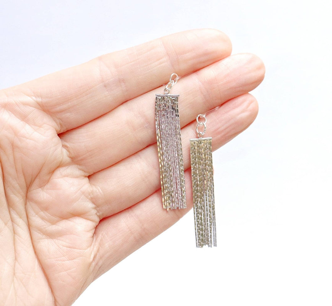 Mini Silver Fancy Chain Dangly Earrings