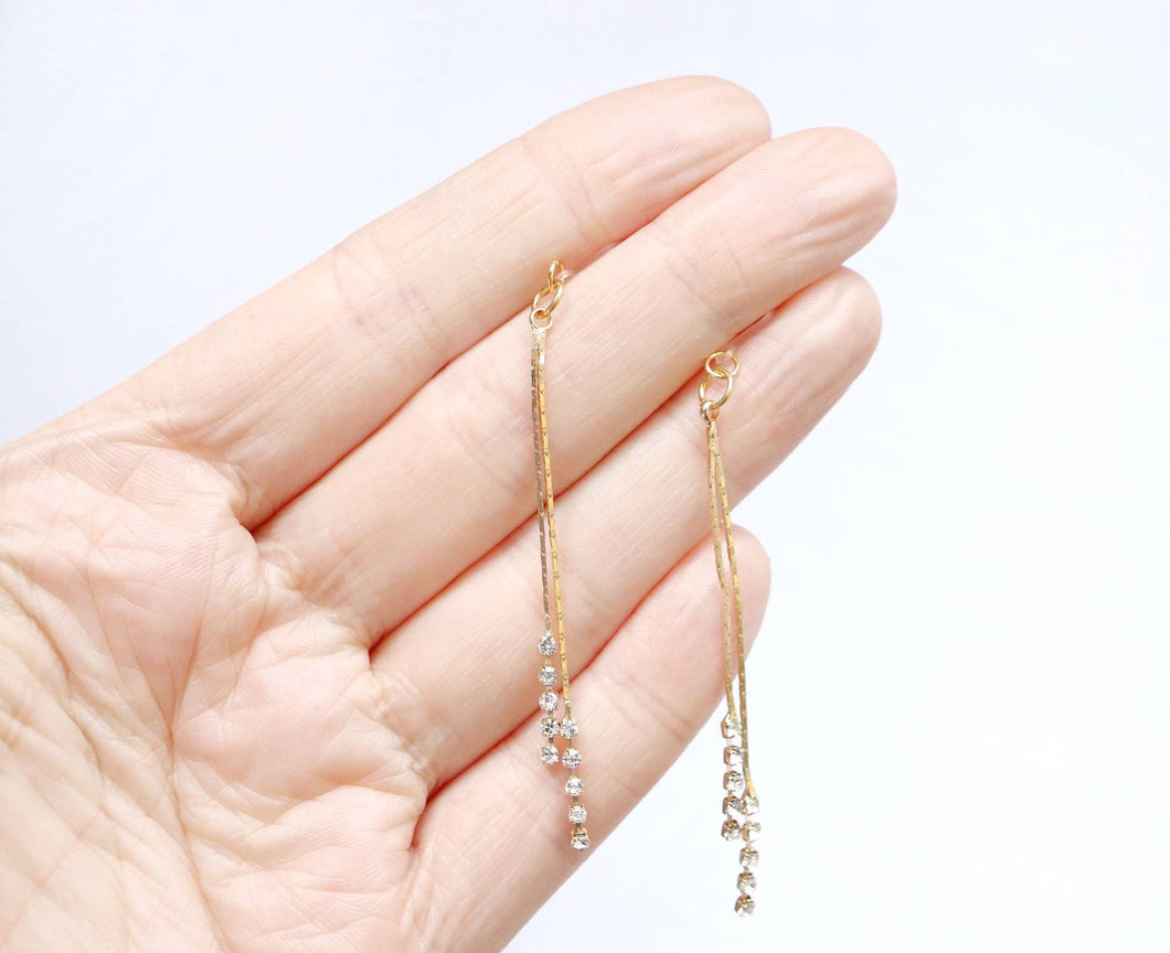 Gold Double Rhinestone Chain Earrings