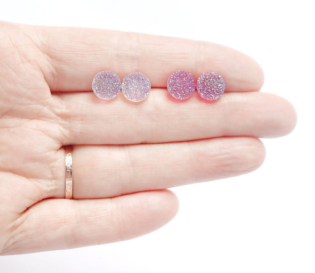 Iridescent Flat Faux Druzy Earrings