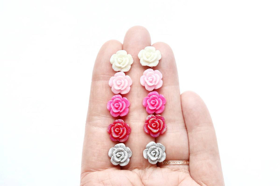 Glitter Rose Earrings