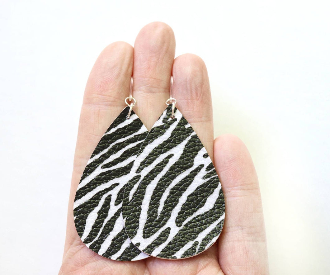 Zebra Print Faux Leather Earrings