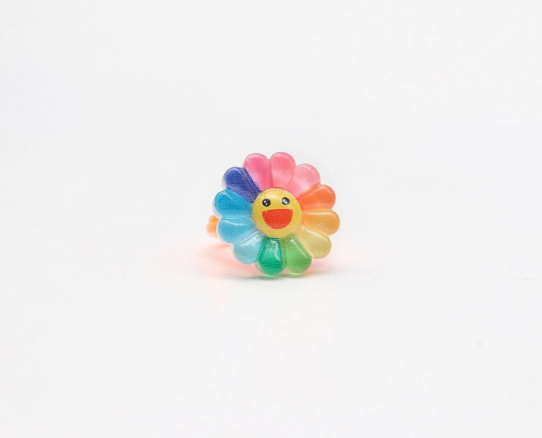 Smiley Rainbow Daisy Rings