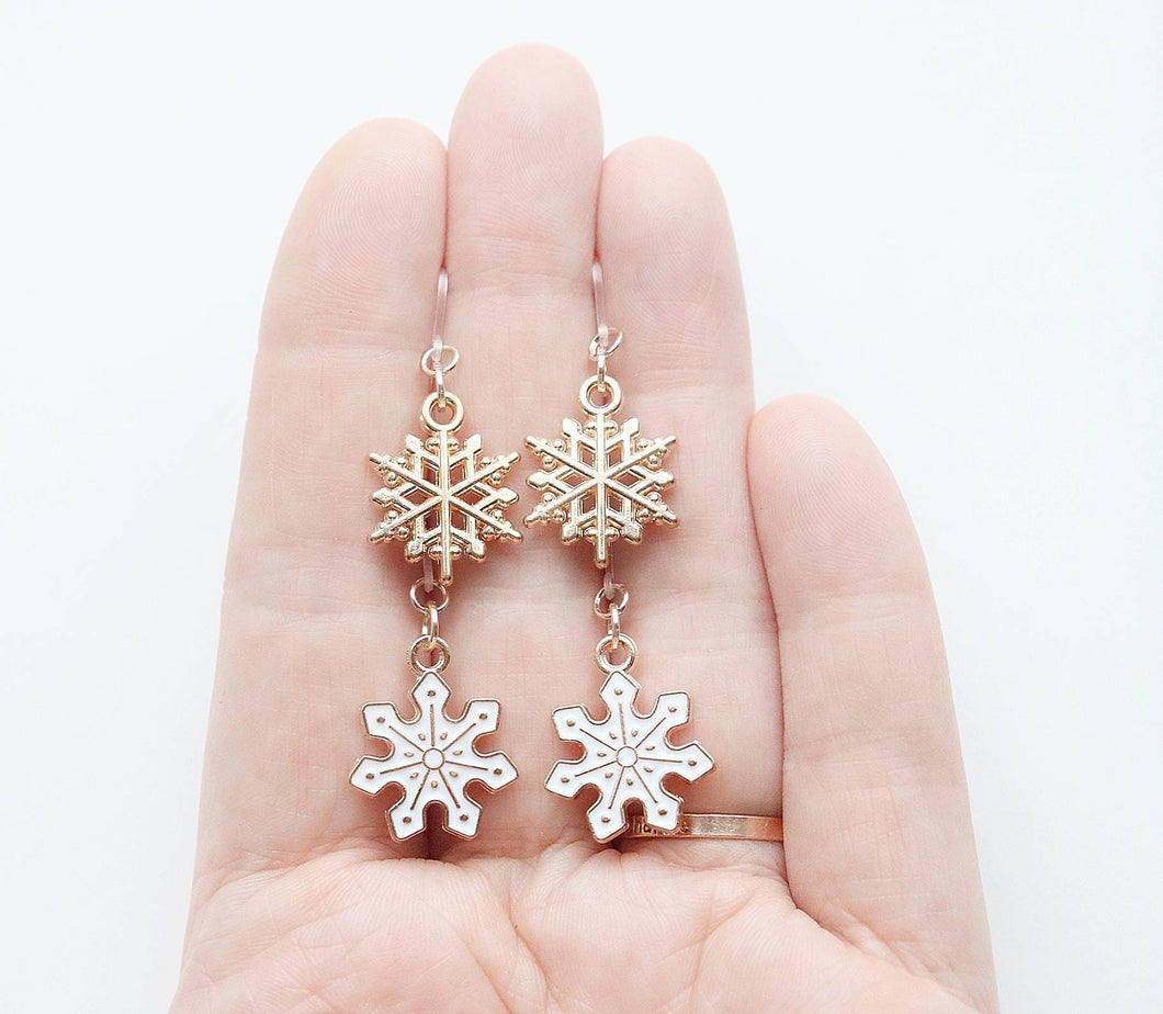 Snowflake Metal Charm Earrings