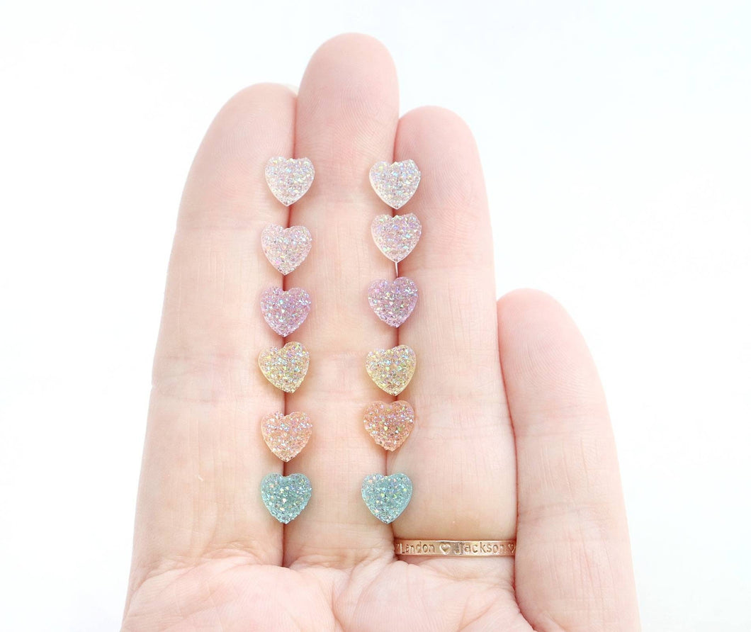 Mini Faux Druzy Heart Earrings