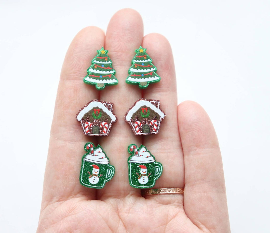 Glitter Acrylic Christmas Earrings