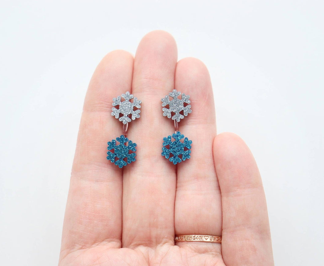 Glitter Snowflake Acrylic Earrings