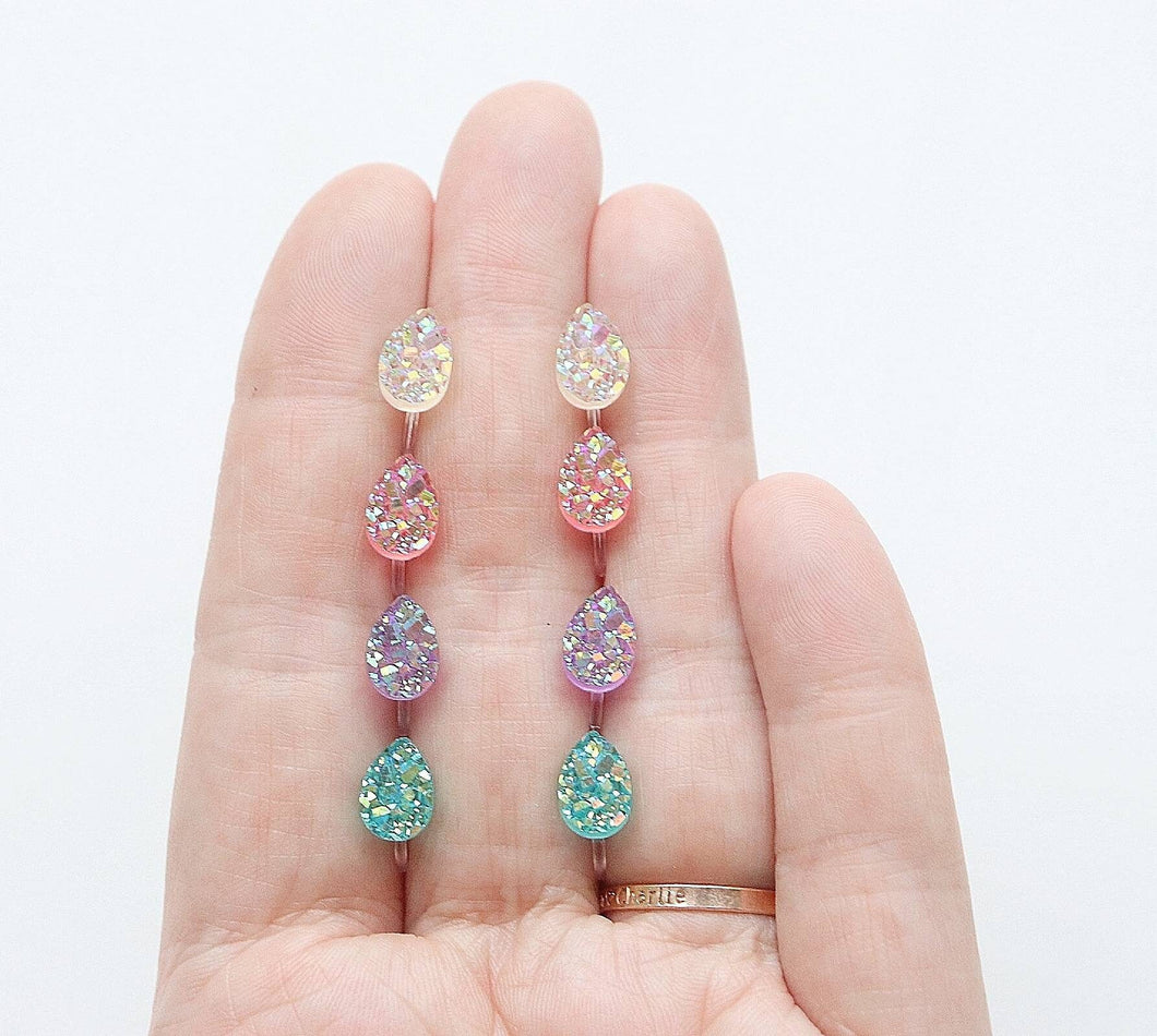 Mini Teardrop Faux Druzy Earrings