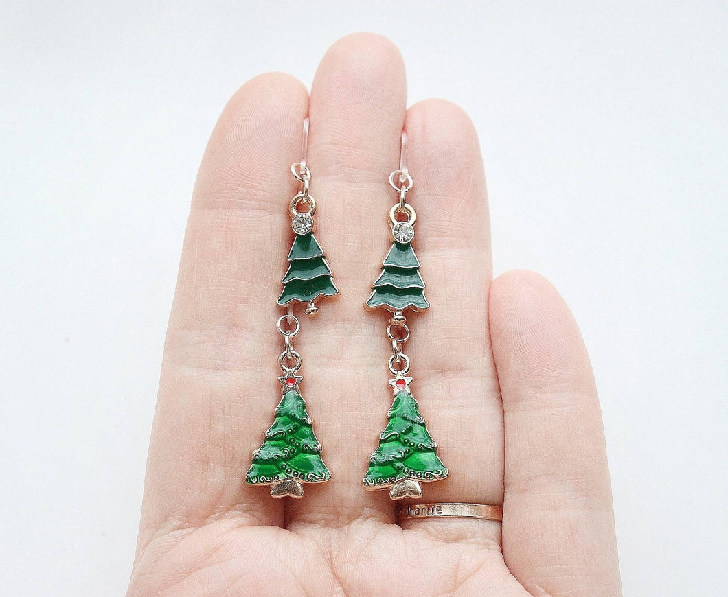 Christmas Tree Metal Charm Earrings