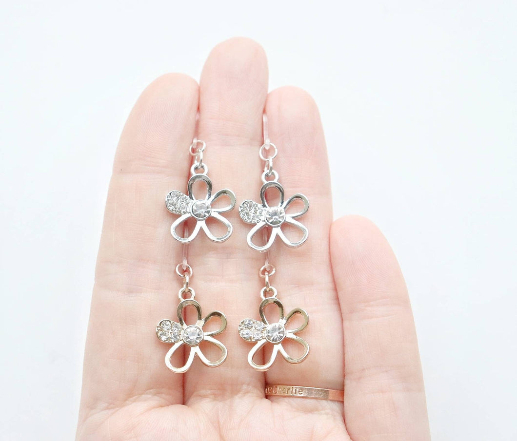 Metal Flower Charm Earrings