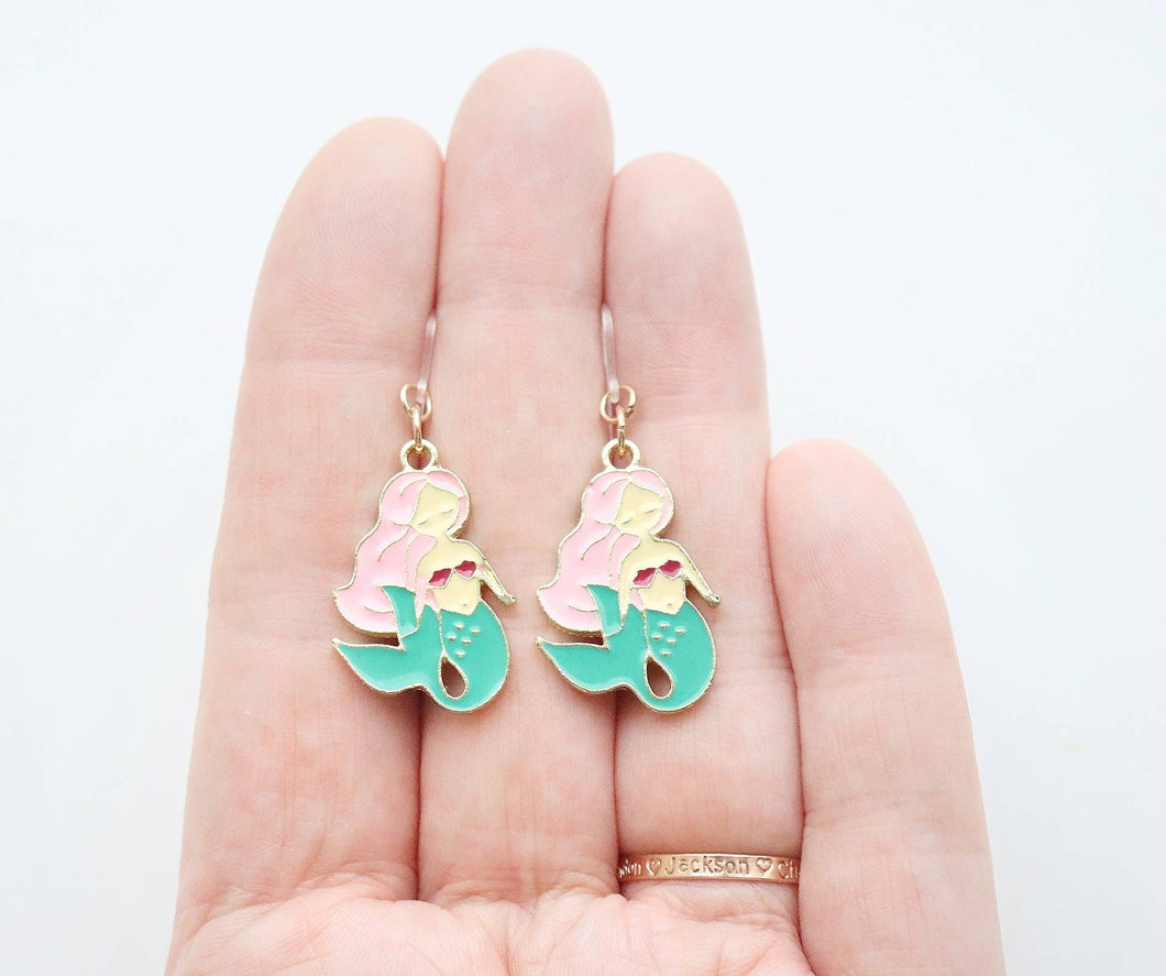 Mermaid Metal Charm Earrings