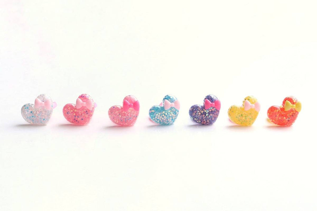 Glitter Heart Rings